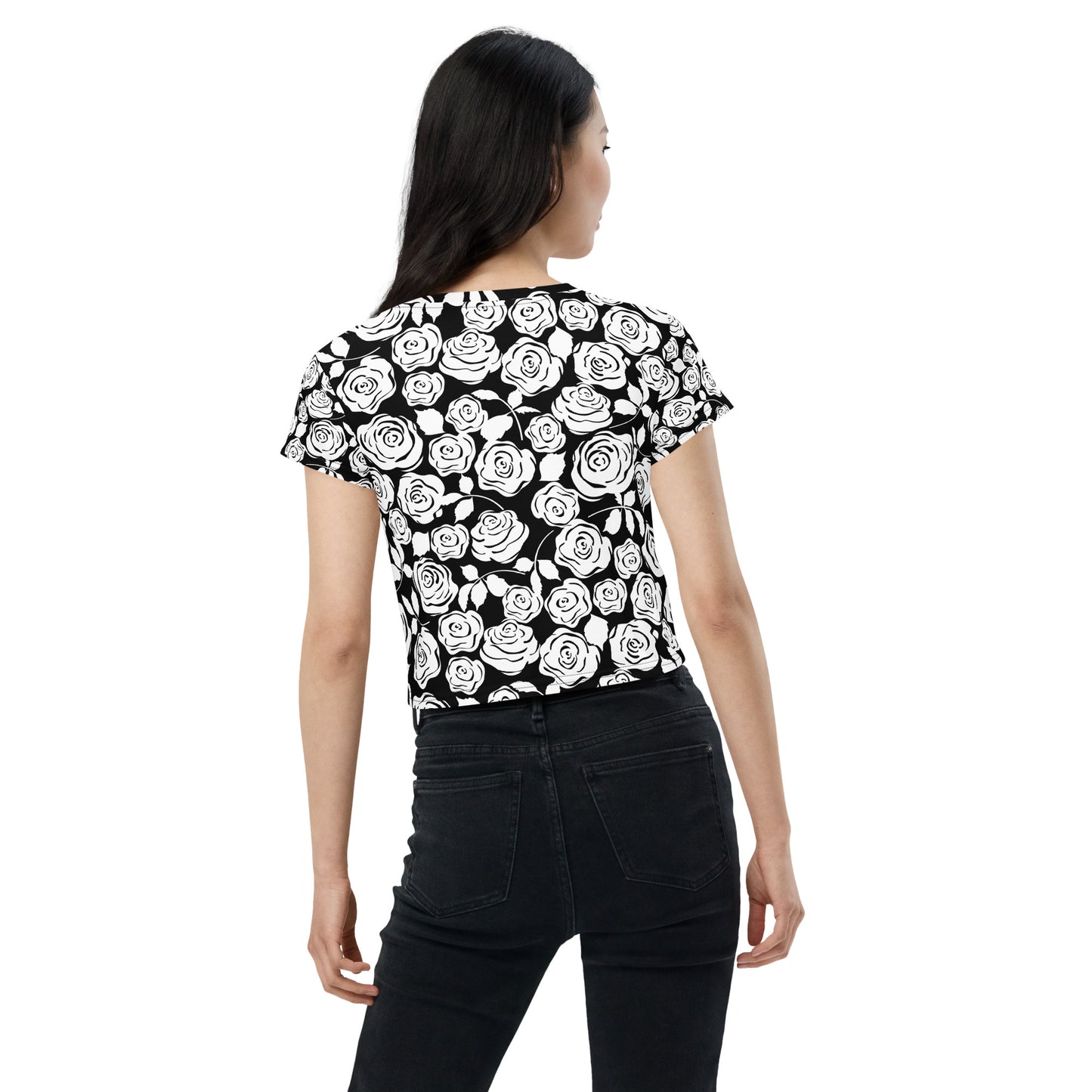 Black & White Floral Crop Tee - previously $36.50