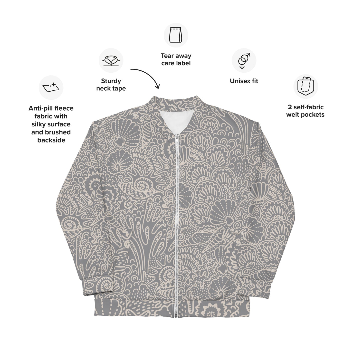 Grown and Sexy Seashell Gris - Unisex Bomber Jacket