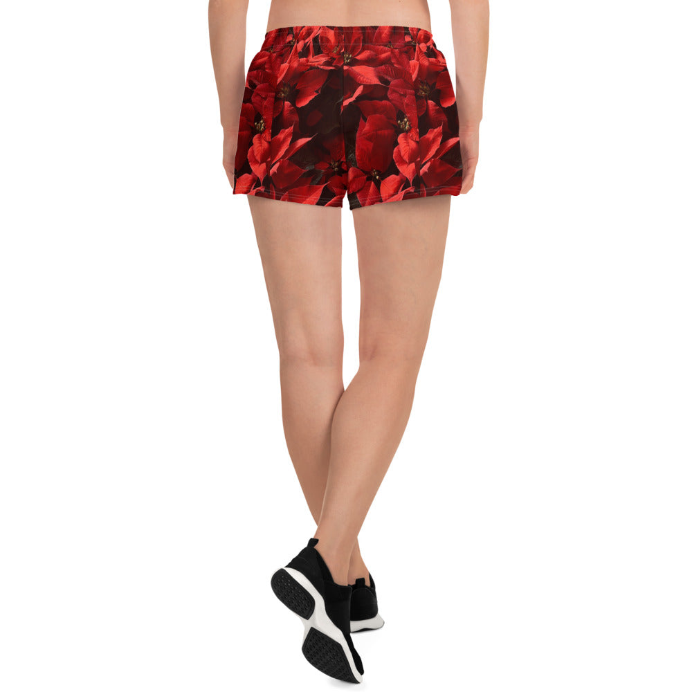 Poinsettias Women’s Recycled Athletic Shorts - Noche Buena - Christmas - Navidad -Pajamas