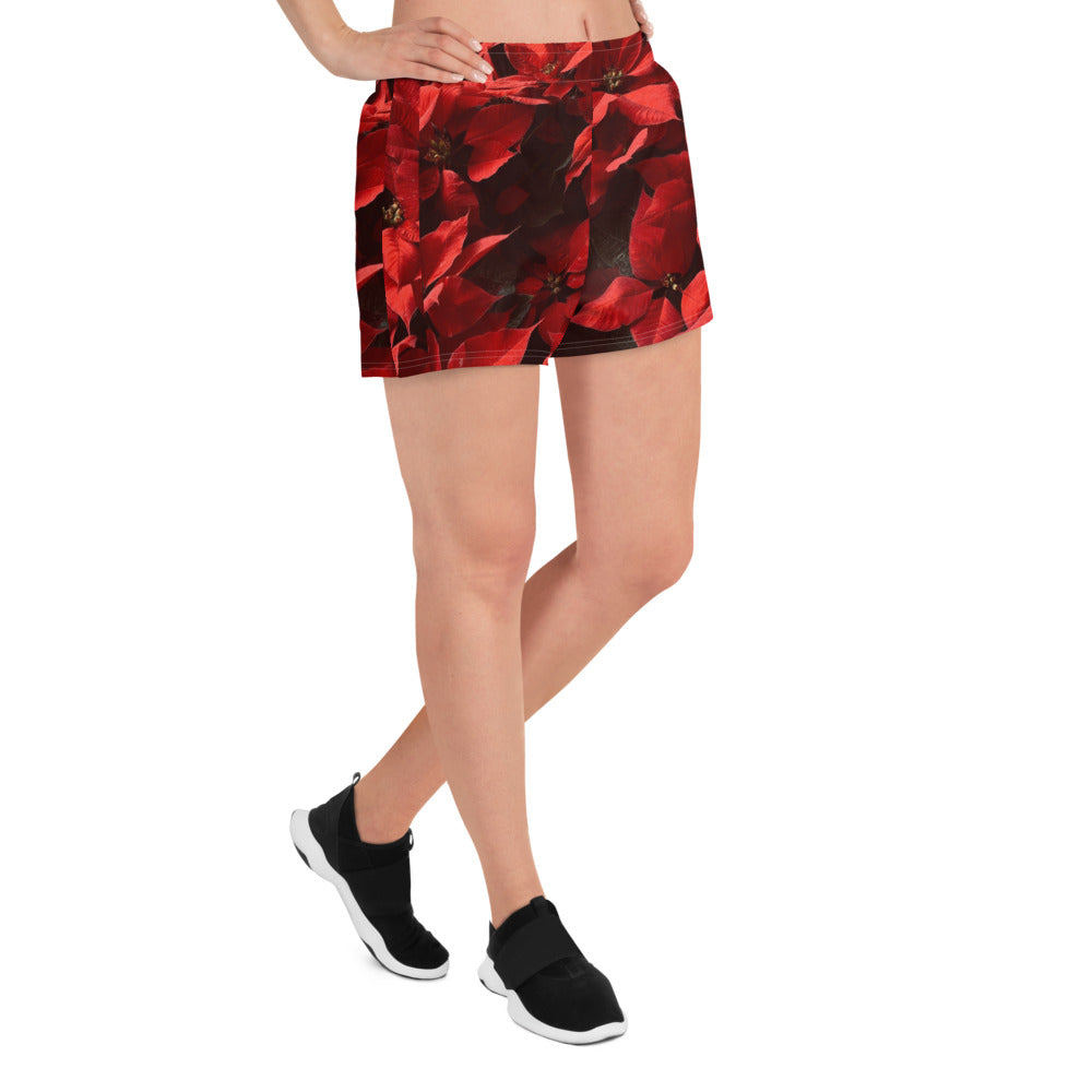 Poinsettias Women’s Recycled Athletic Shorts - Noche Buena - Christmas - Navidad -Pajamas