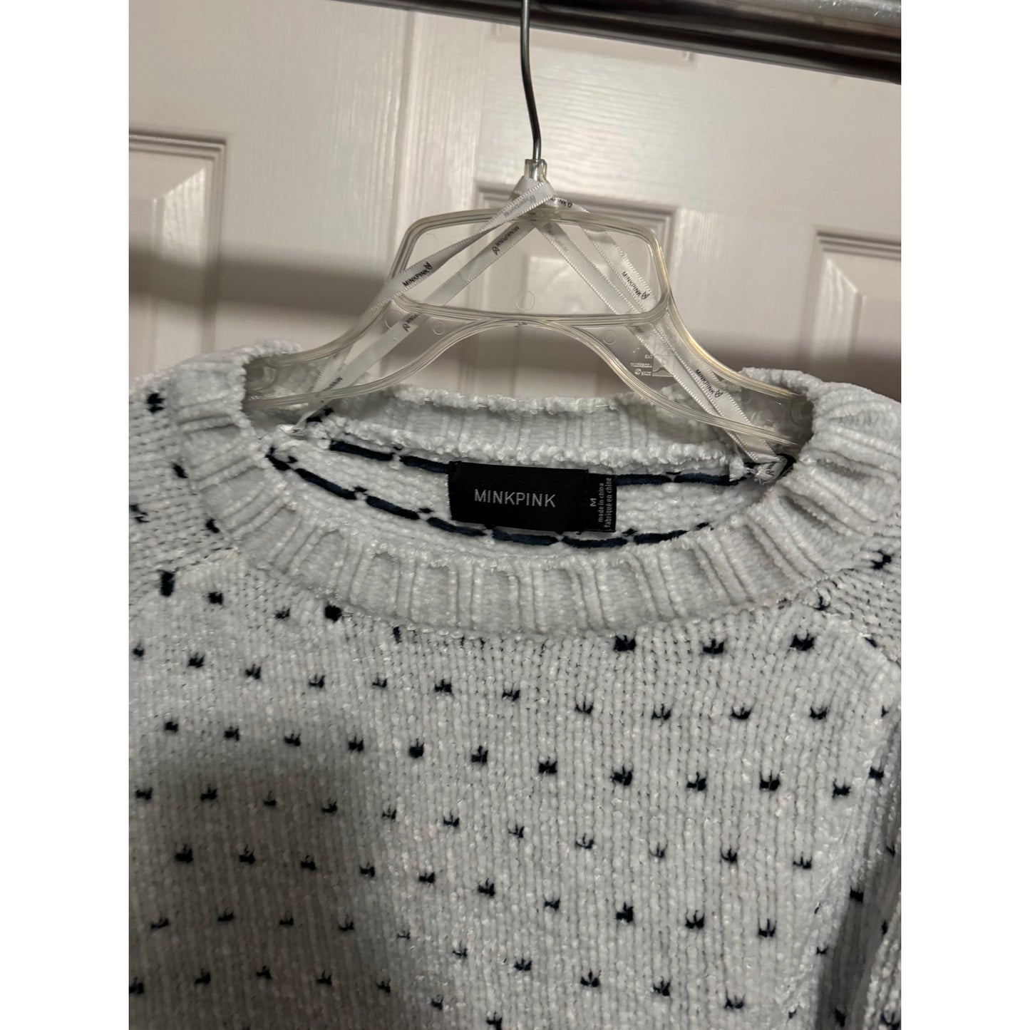 Minkpink Faux Fuzzy Fur Crew Neck Sweater
