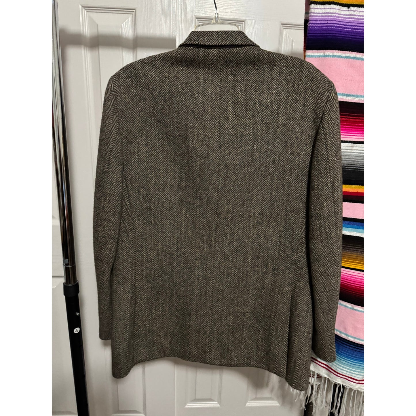 Hammersley Harris Tweed 100% Scottish Wool made in England houndstooth vintage men’s jacket leather buttons