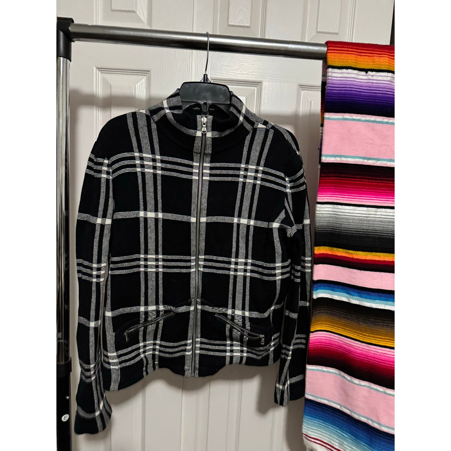 Lauren Ralph Lauren 100% Cotton Plaid Stretch Full Zip Jacket