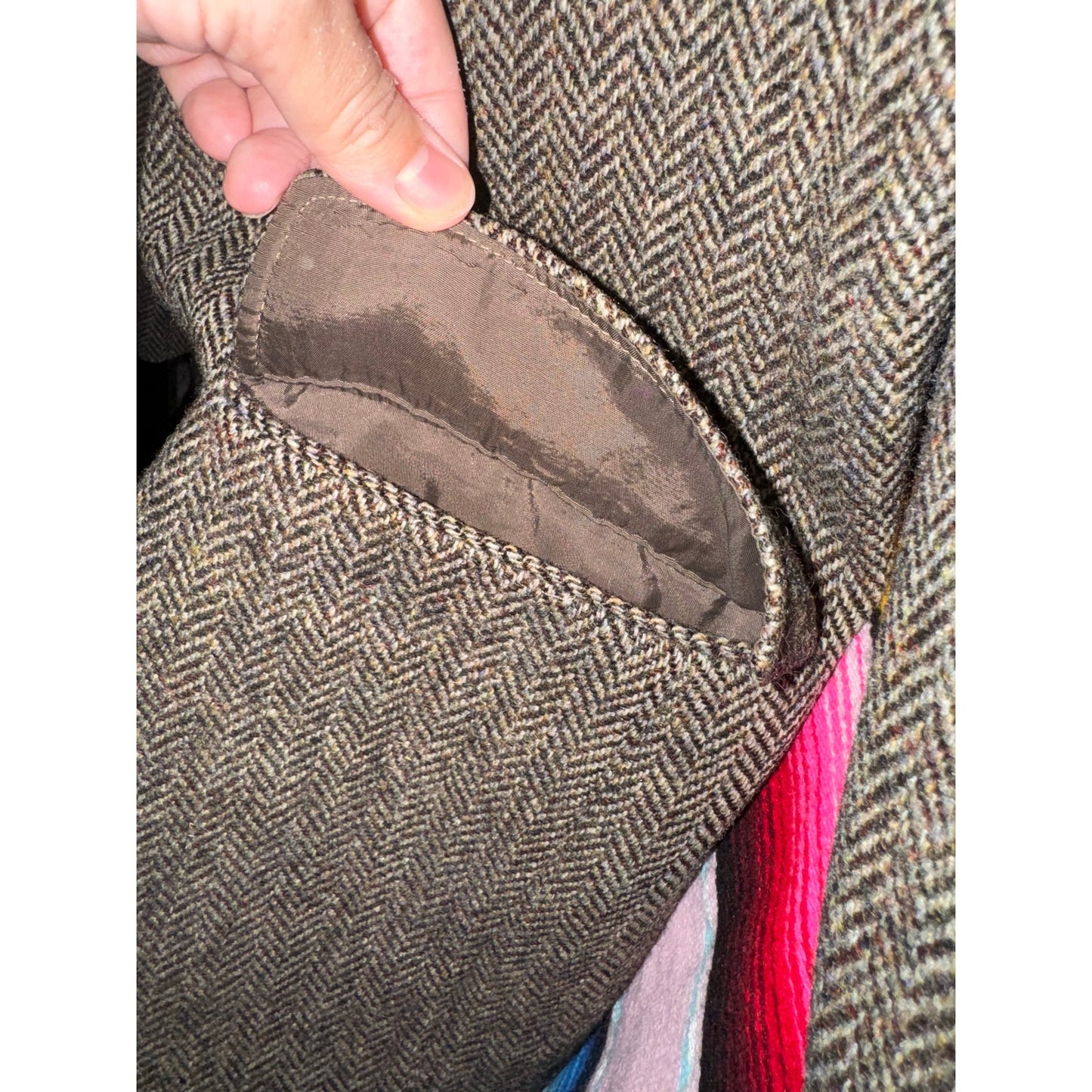 Hammersley Harris Tweed 100% Scottish Wool made in England houndstooth vintage men’s jacket leather buttons