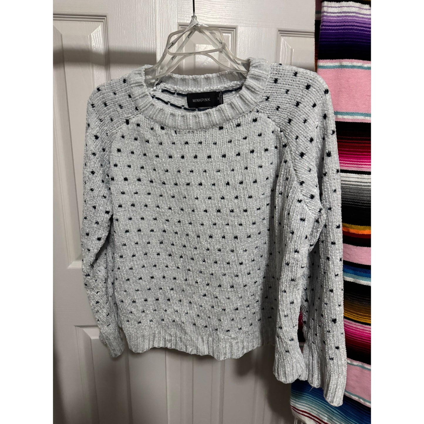 Minkpink Faux Fuzzy Fur Crew Neck Sweater