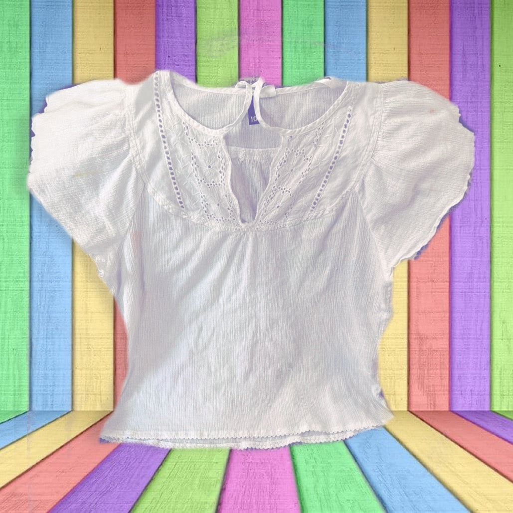 Bright White Wide Sleeve Crop Top - Preowned