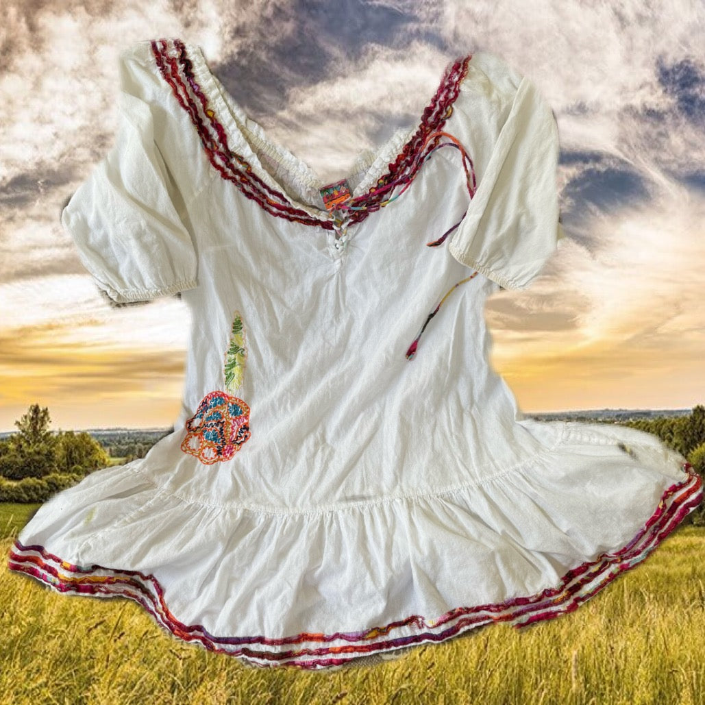 Embroidered bright white dress - Preowned 
Size L
Vani brand Spanish resort wear