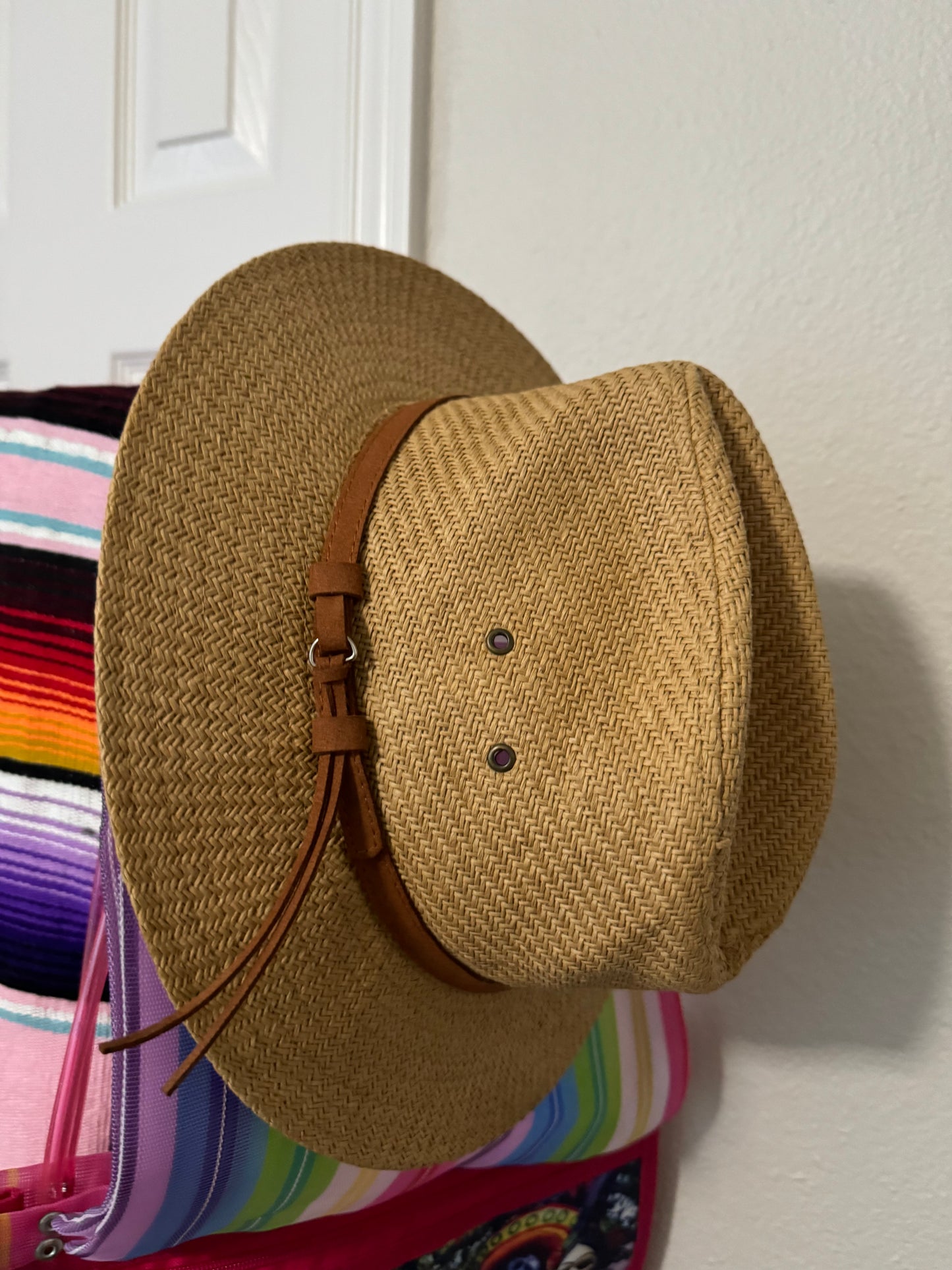 Panama Jack Suede belt straw Hat - Preowned