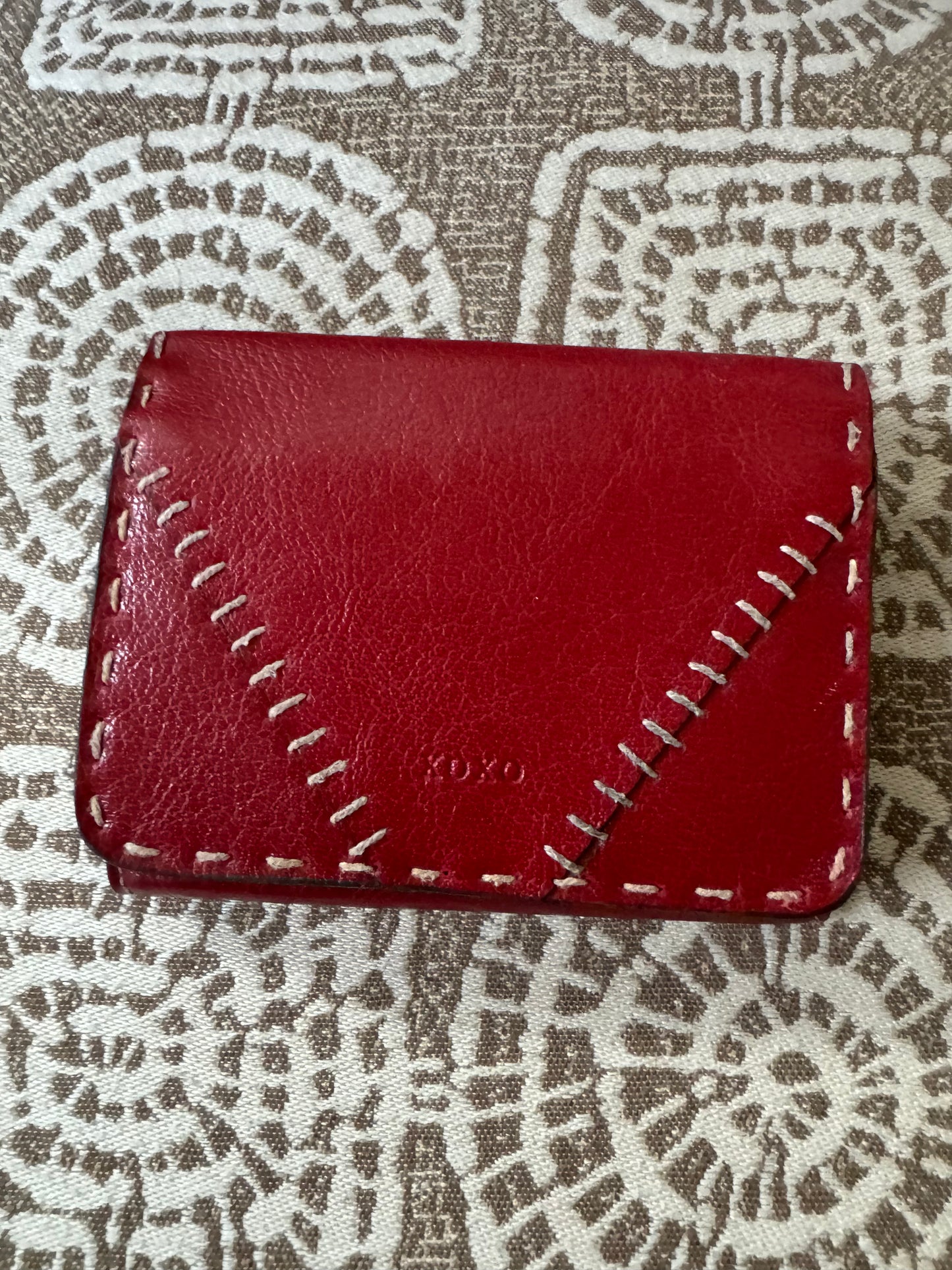 XOXO Red Baseball Stitch Trifold Wallet - Preowned