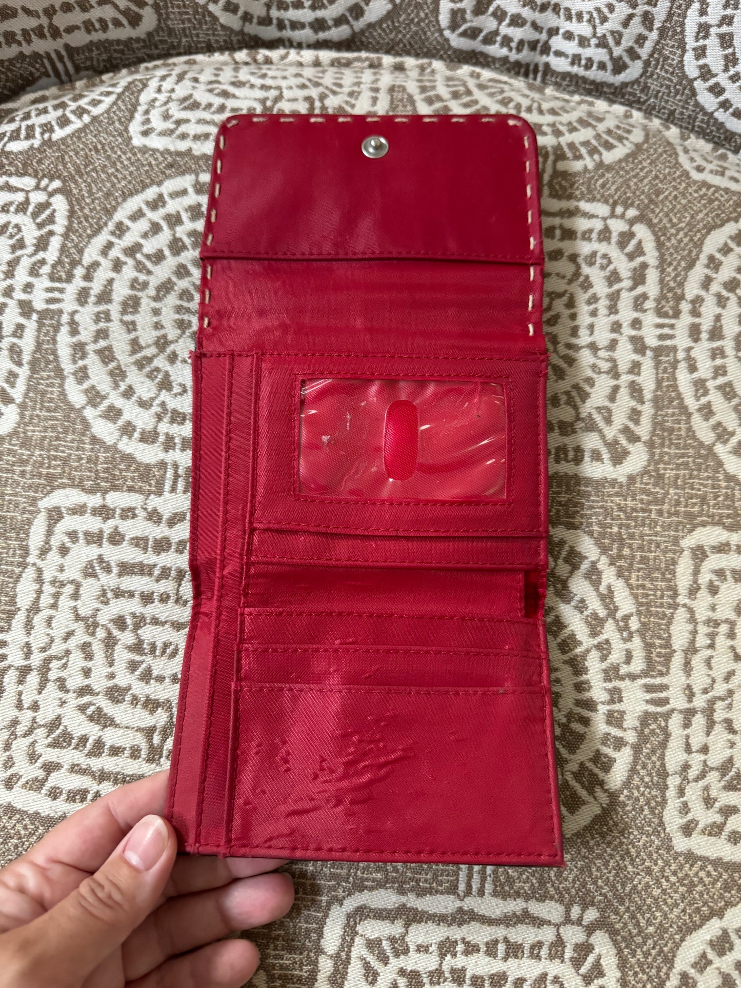 XOXO Red Baseball Stitch Trifold Wallet - Preowned