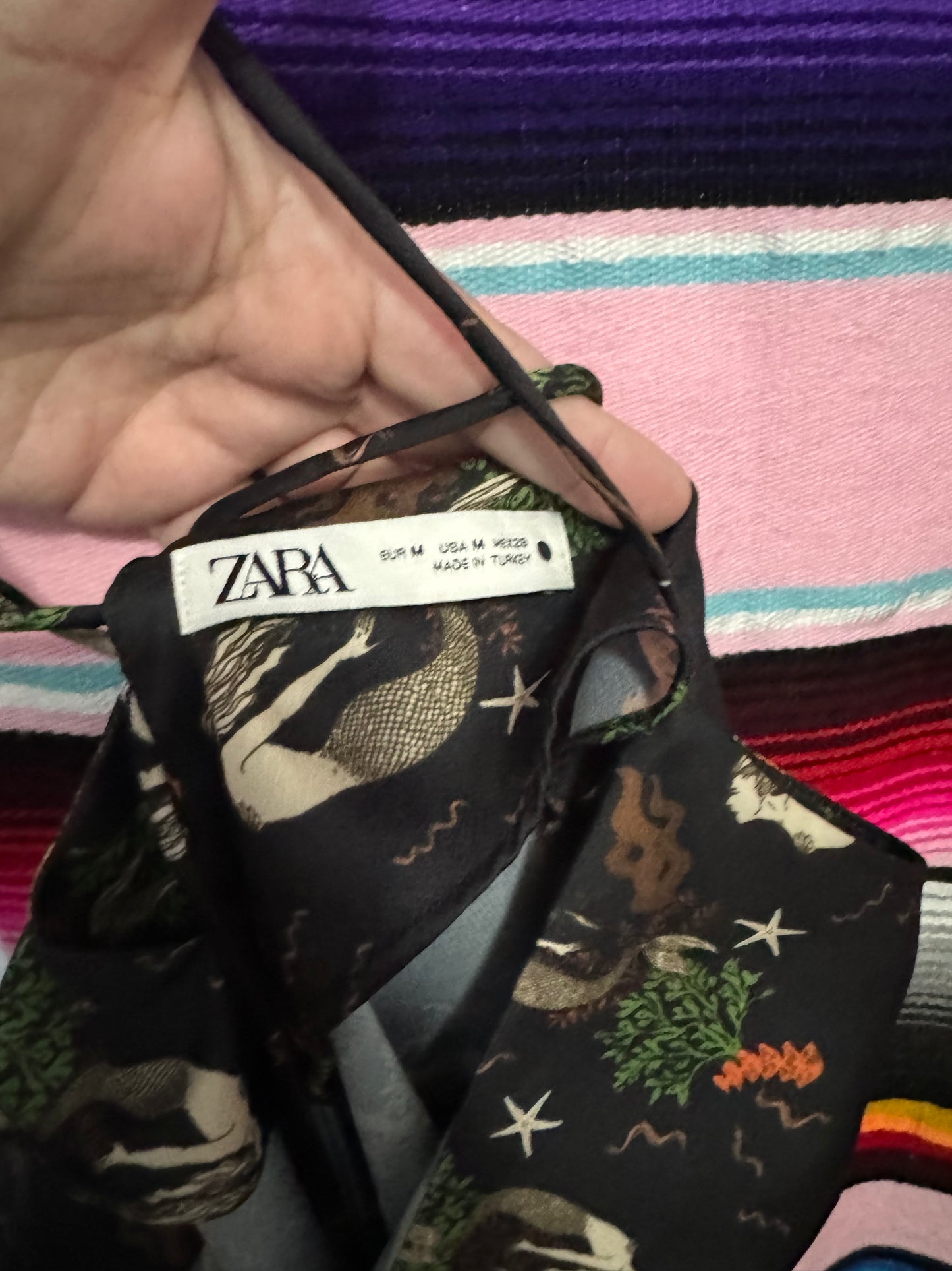 Zara Satin Mermaid Print Nighty Slip - Preowned