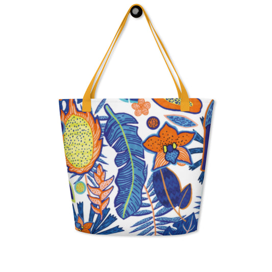 La Victoria Tropical All-Over Print Large Tote Bag