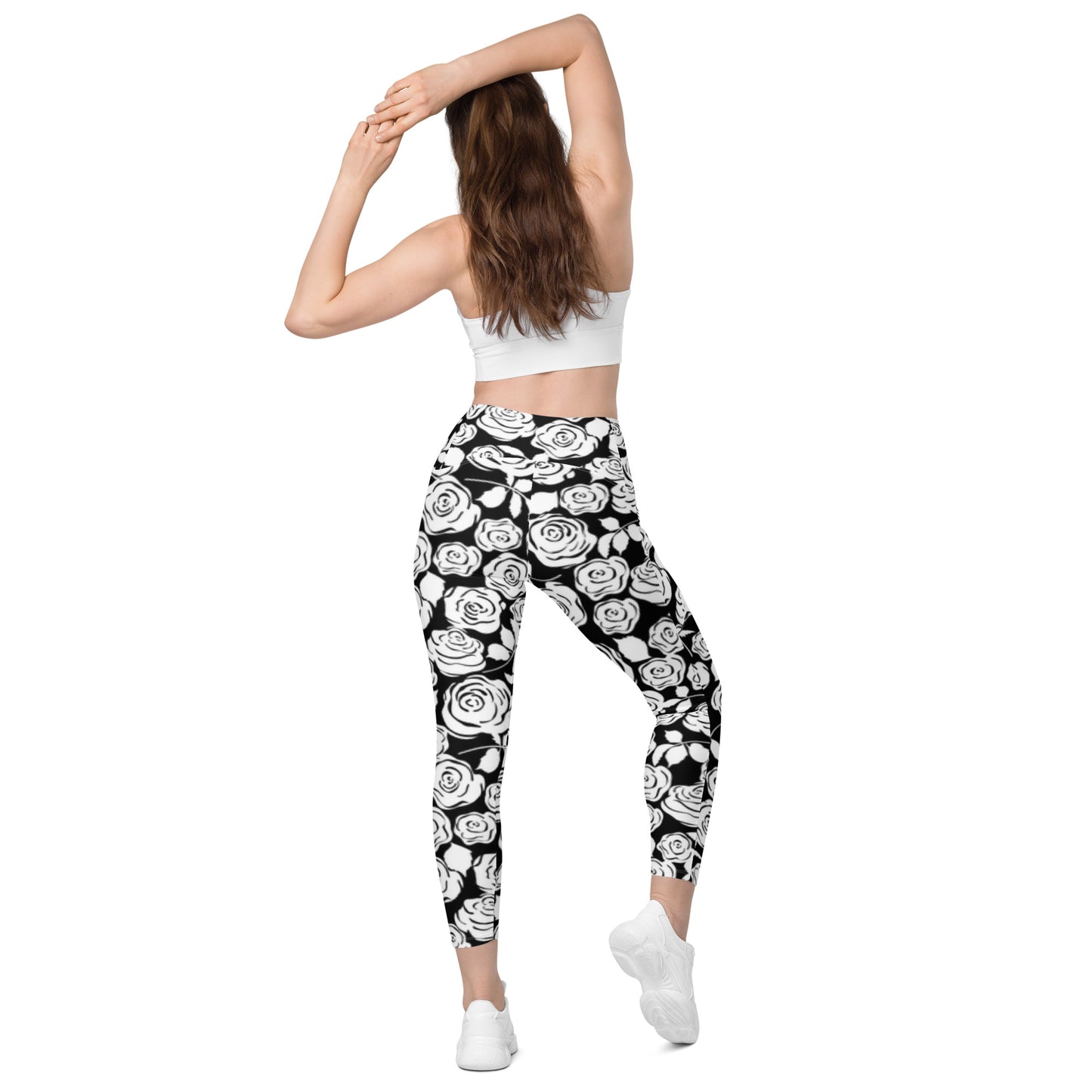 Black & White Floral Leggings with pockets - previously $55.95