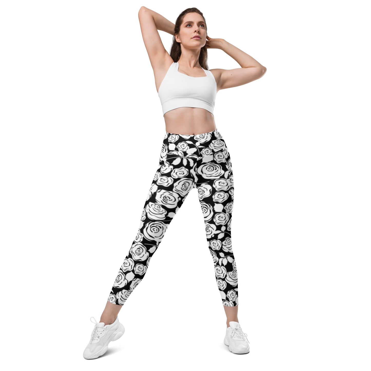 Black & White Floral Leggings with pockets - previously $55.95