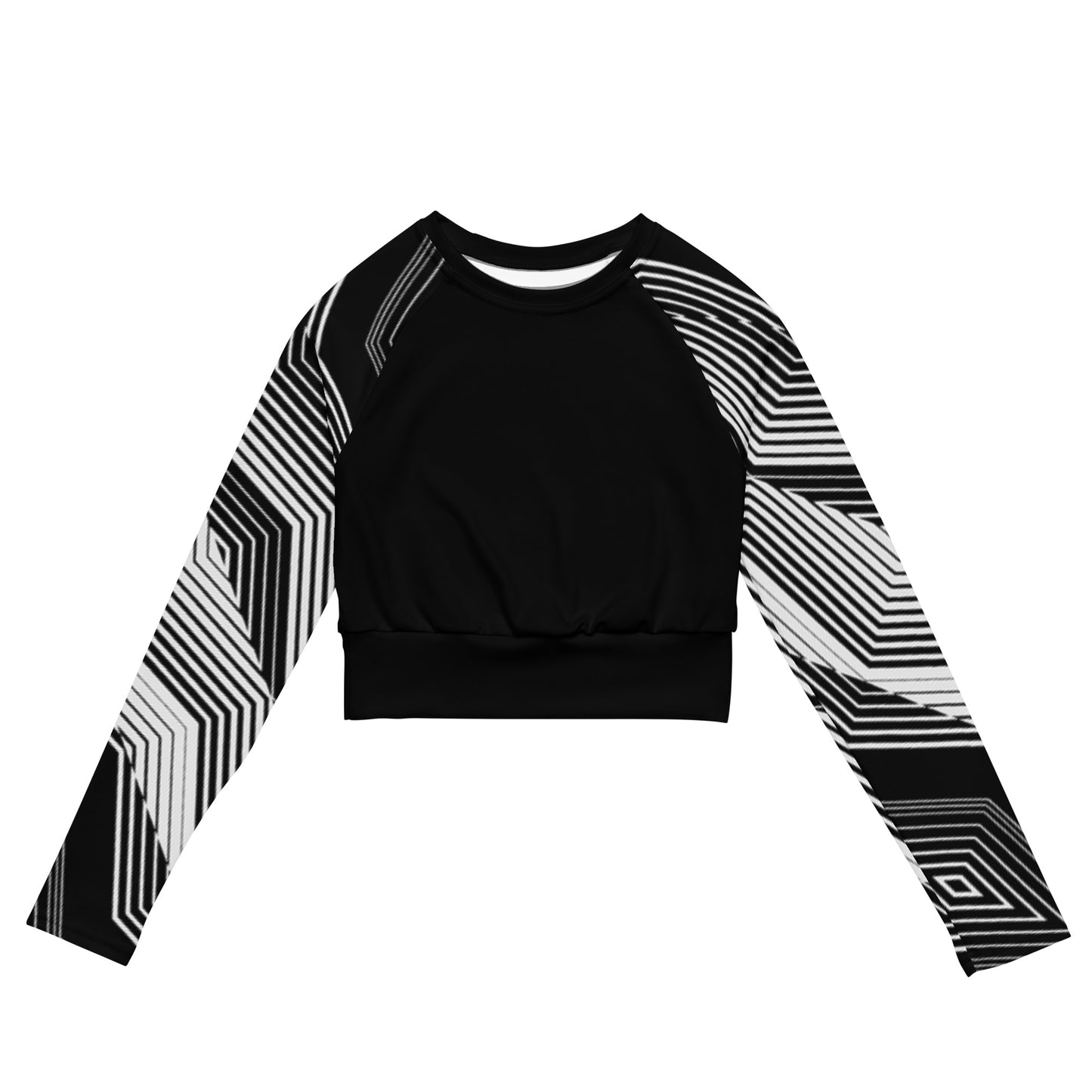 Geometric Recycled long-sleeve crop top