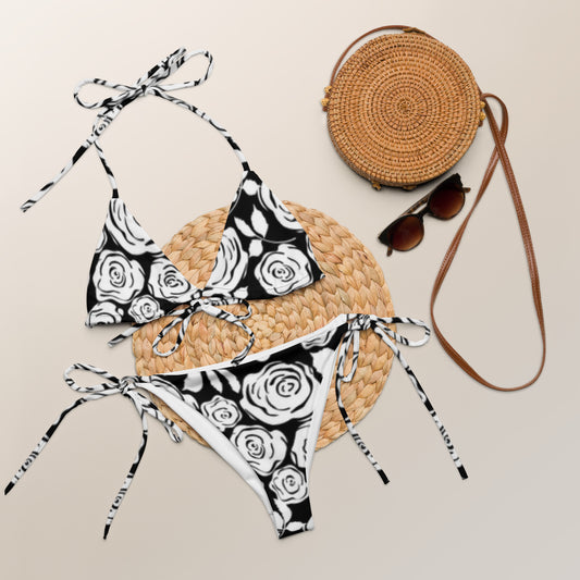 Black & White Floral recycled string bikini - previously $48.50