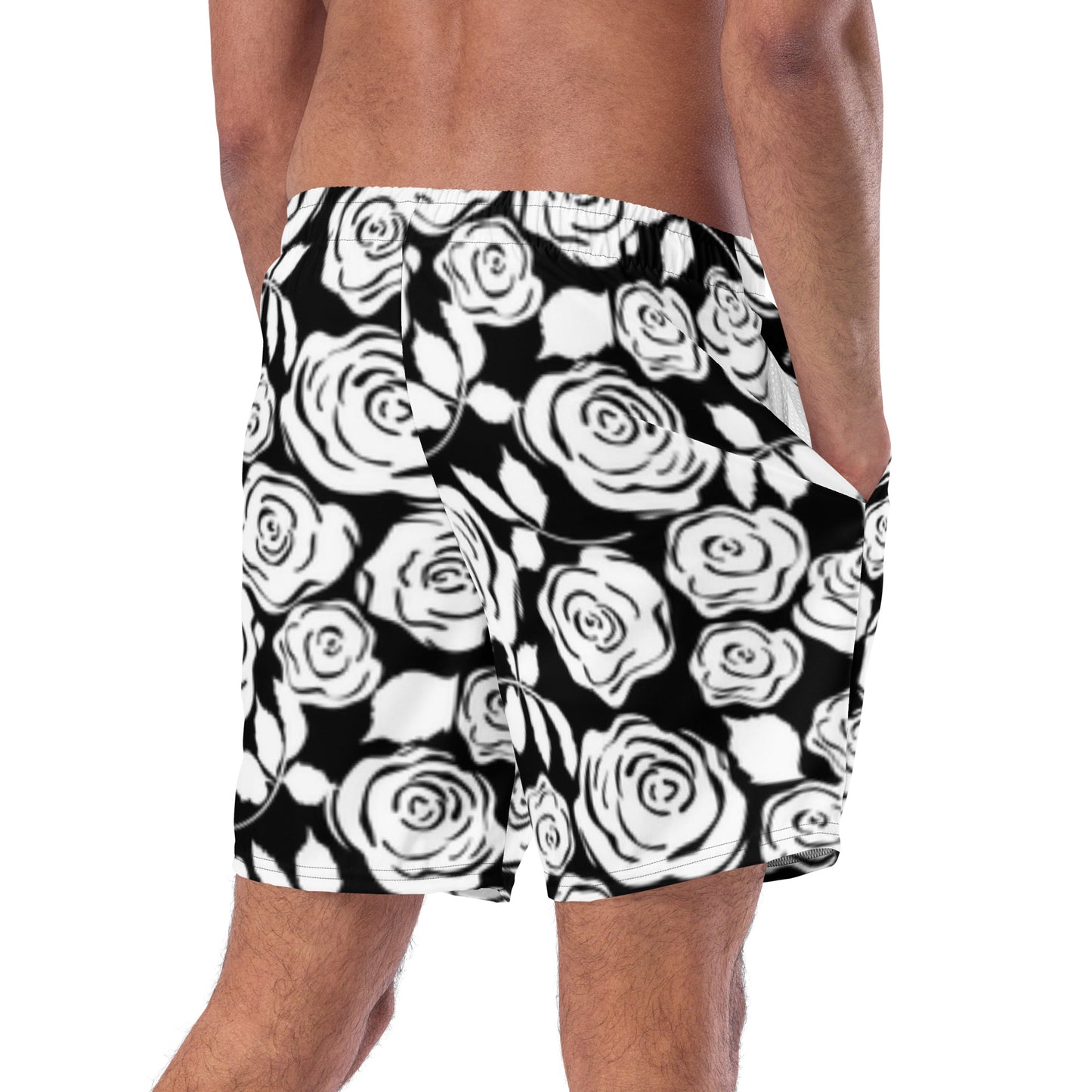 Black & White Floral swim trunks