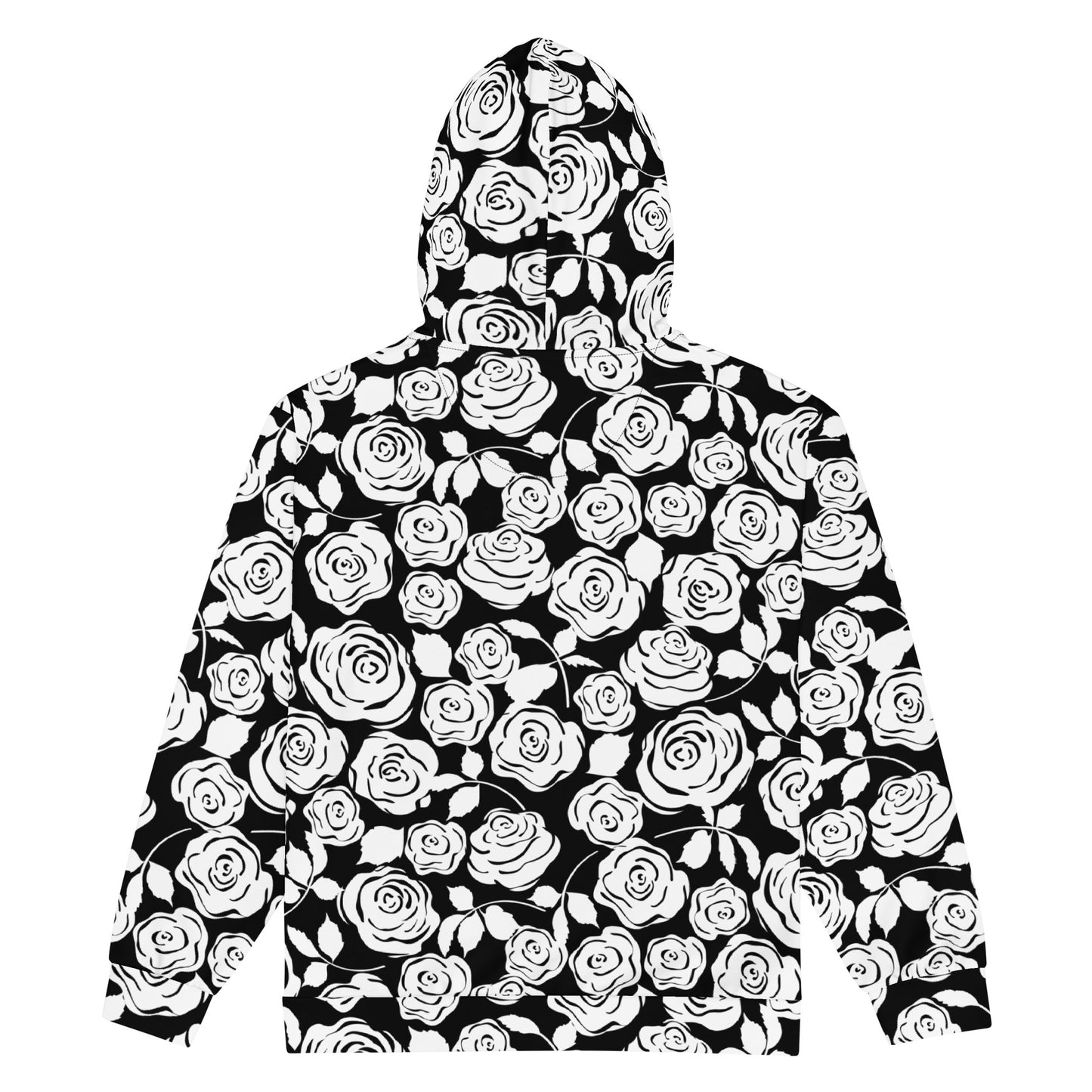 Black & White Floral Unisex zip hoodie - previously $71.95