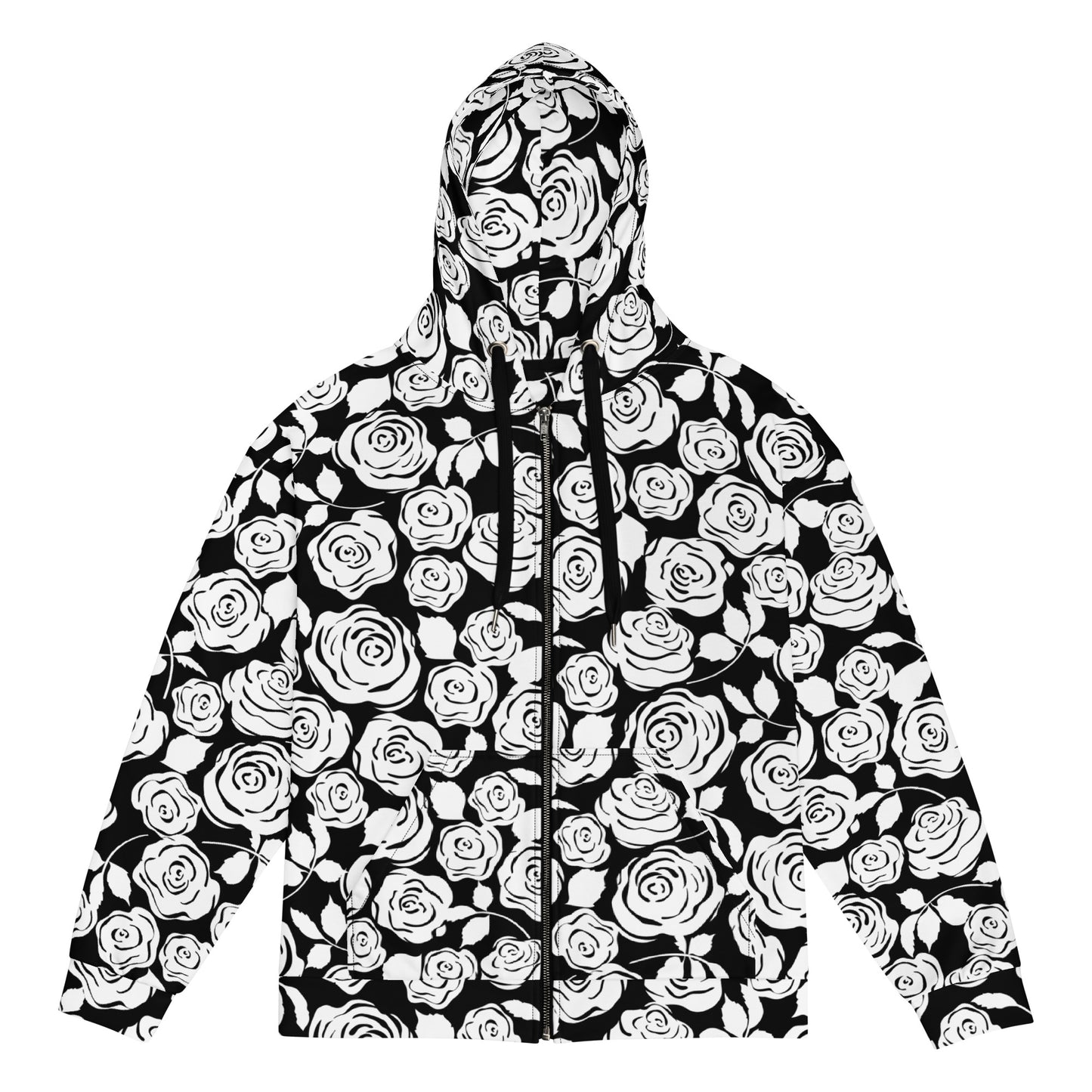 Black & White Floral Unisex zip hoodie - previously $71.95