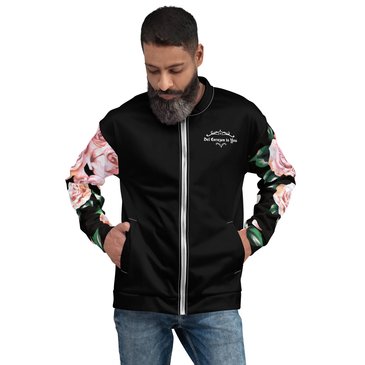 Pink Roses Virgen de Guadalupe Unisex Bomber Jacket