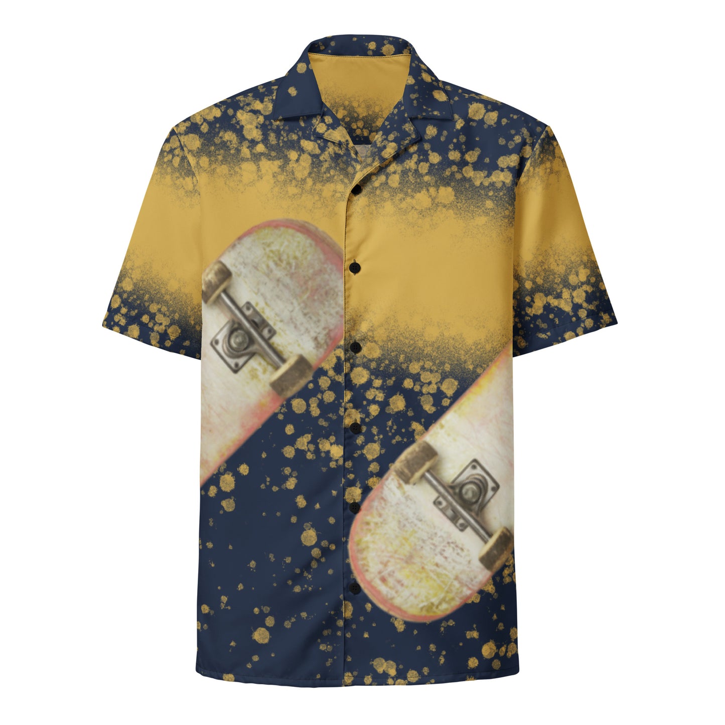 Skateboard Blue & Gold Unisex button shirt