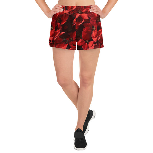 Poinsettias Women’s Recycled Athletic Shorts - Noche Buena - Christmas - Navidad -Pajamas