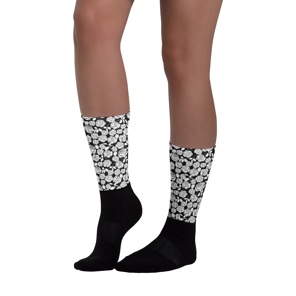 Black & White Floral Socks