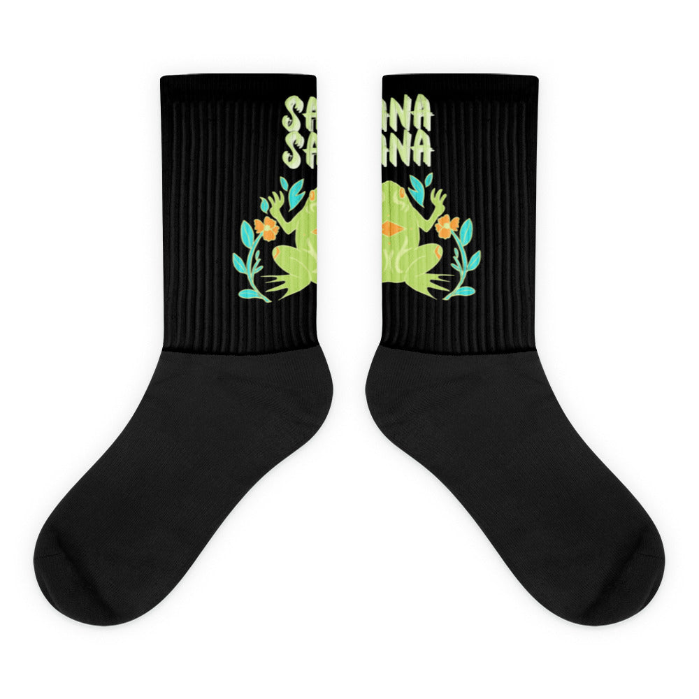 Sana Sana! Socks Black and Highlighter Green