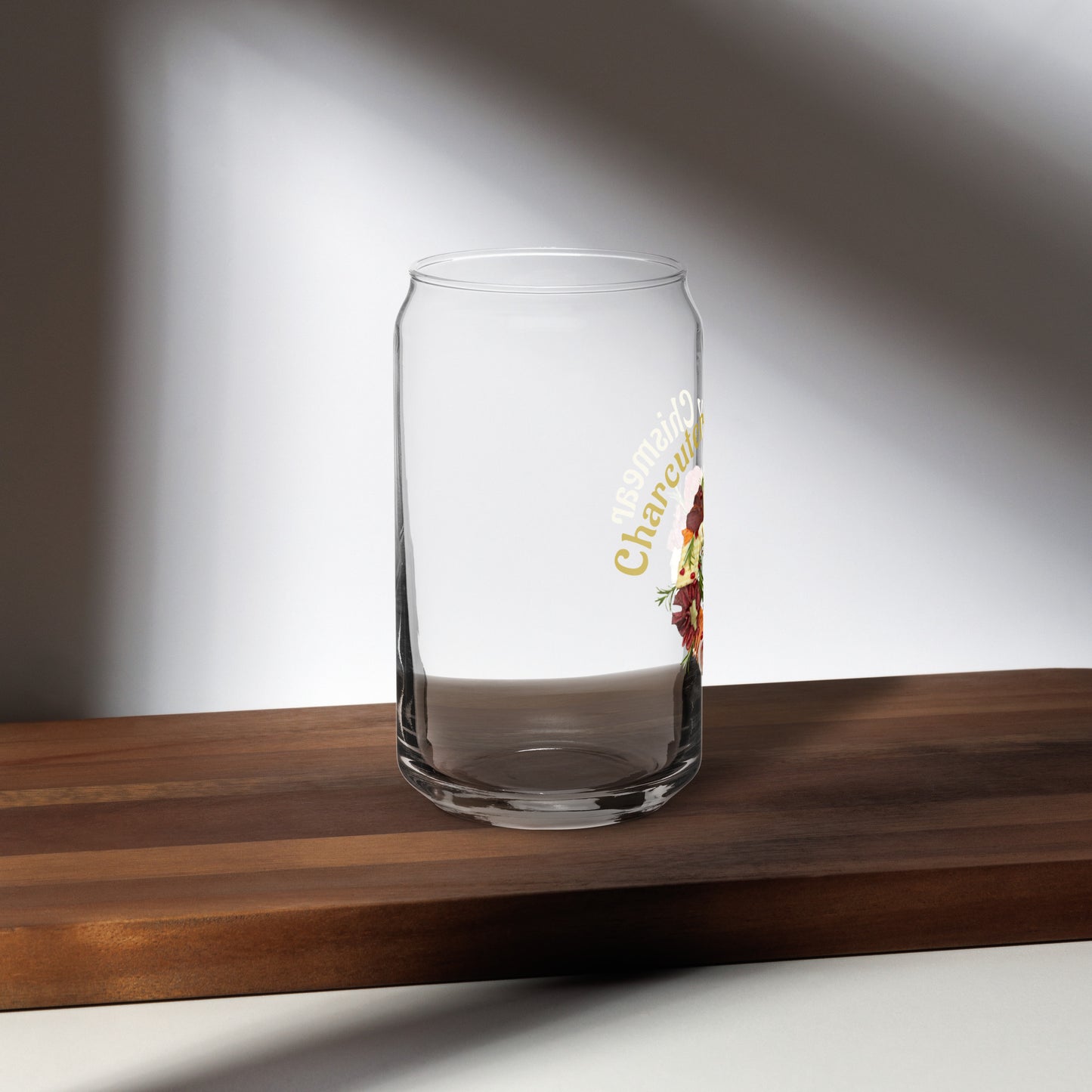 Charcuterie y Chisme Can-shaped glass