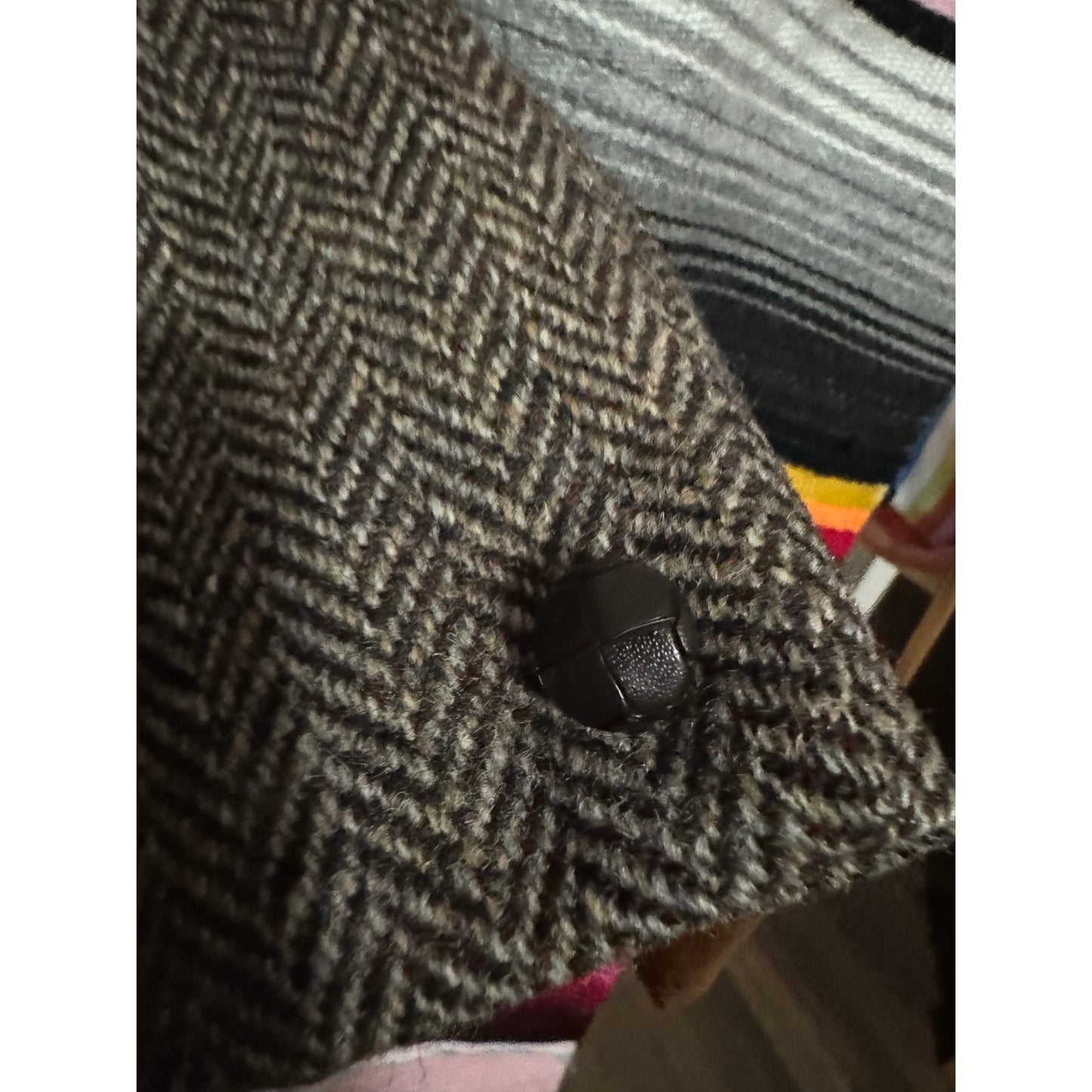 Hammersley Harris Tweed 100% Scottish Wool made in England houndstooth vintage men’s jacket leather buttons