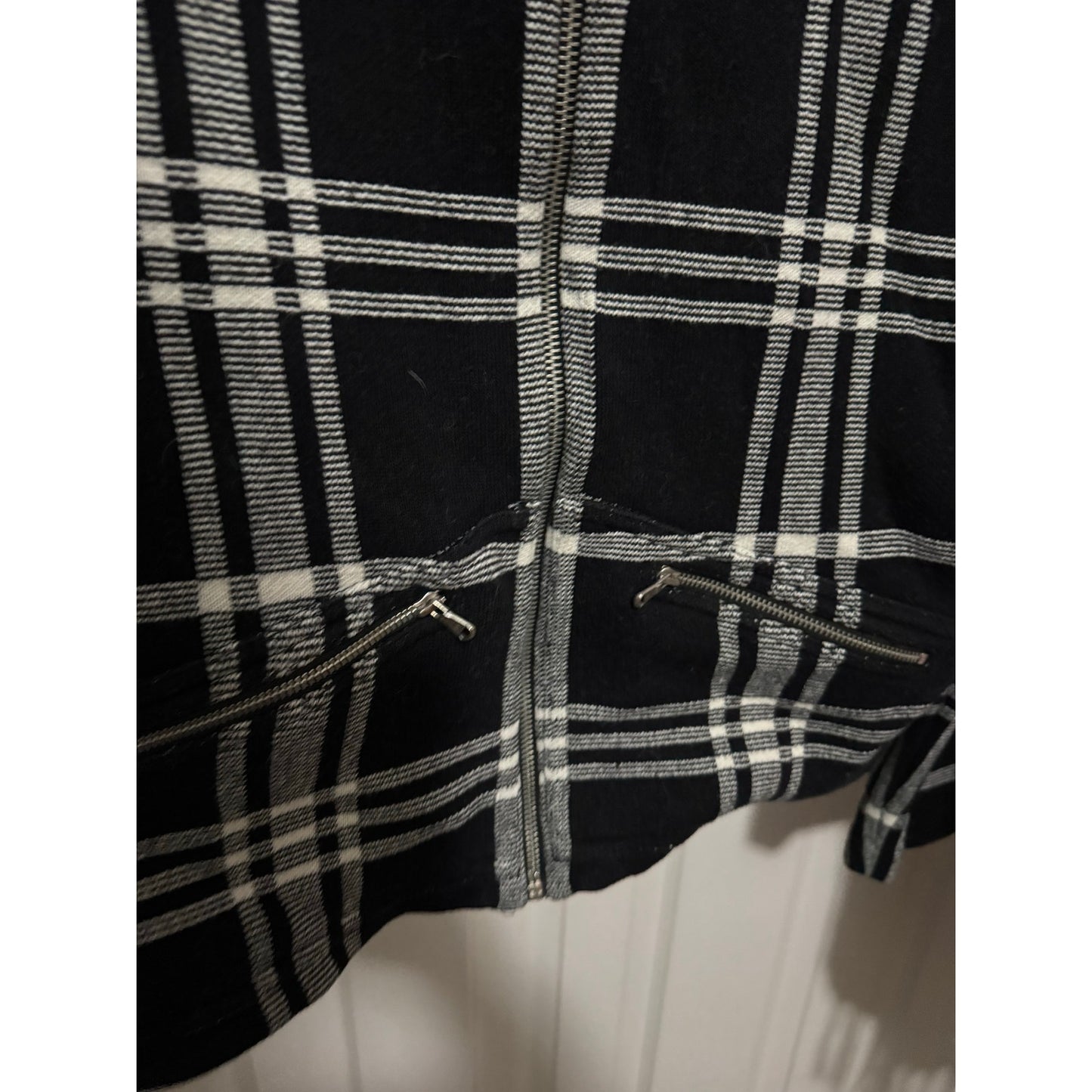 Lauren Ralph Lauren 100% Cotton Plaid Stretch Full Zip Jacket