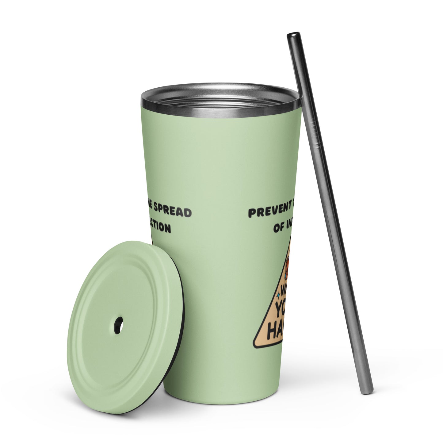 Wash your hands - Insulated tumbler with a straw