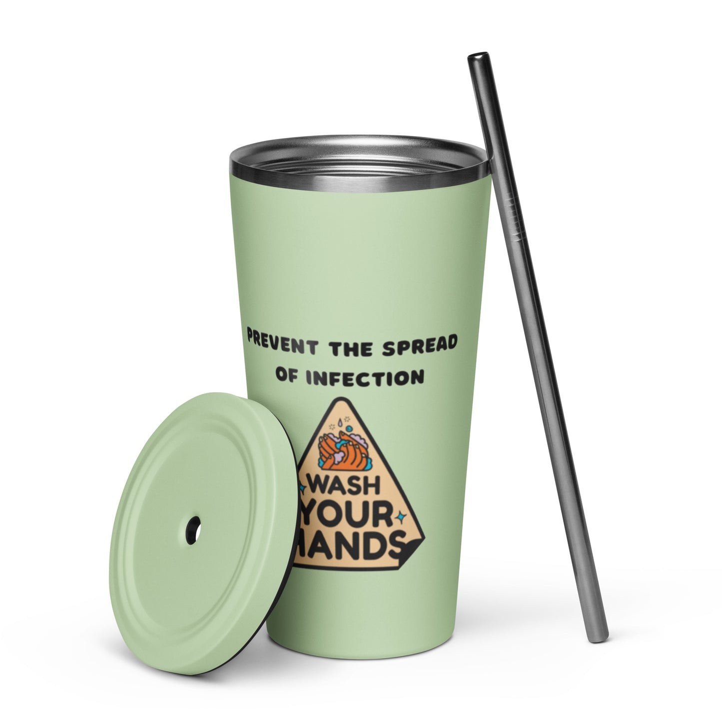 Wash your hands - Insulated tumbler with a straw