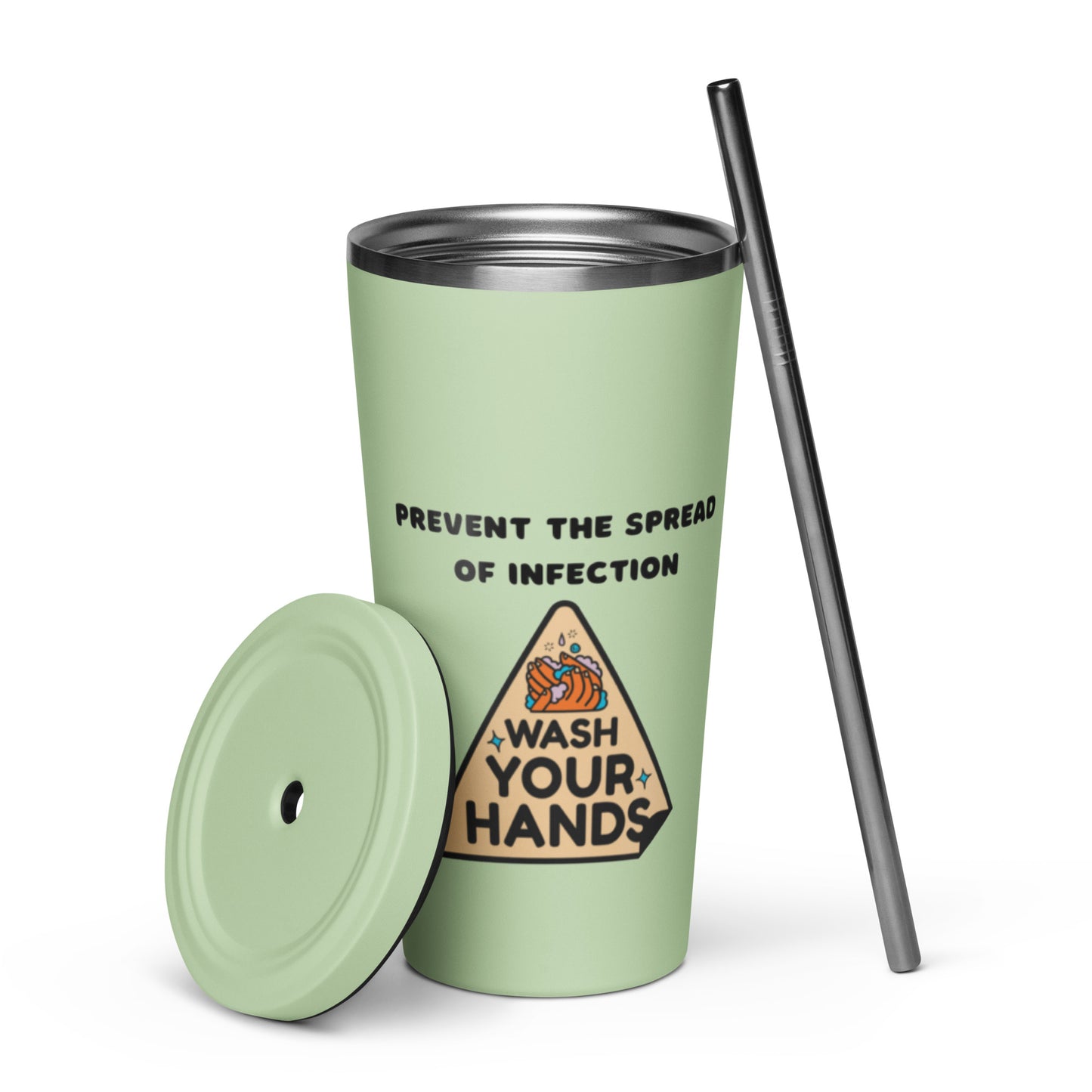 Wash your hands - Insulated tumbler with a straw