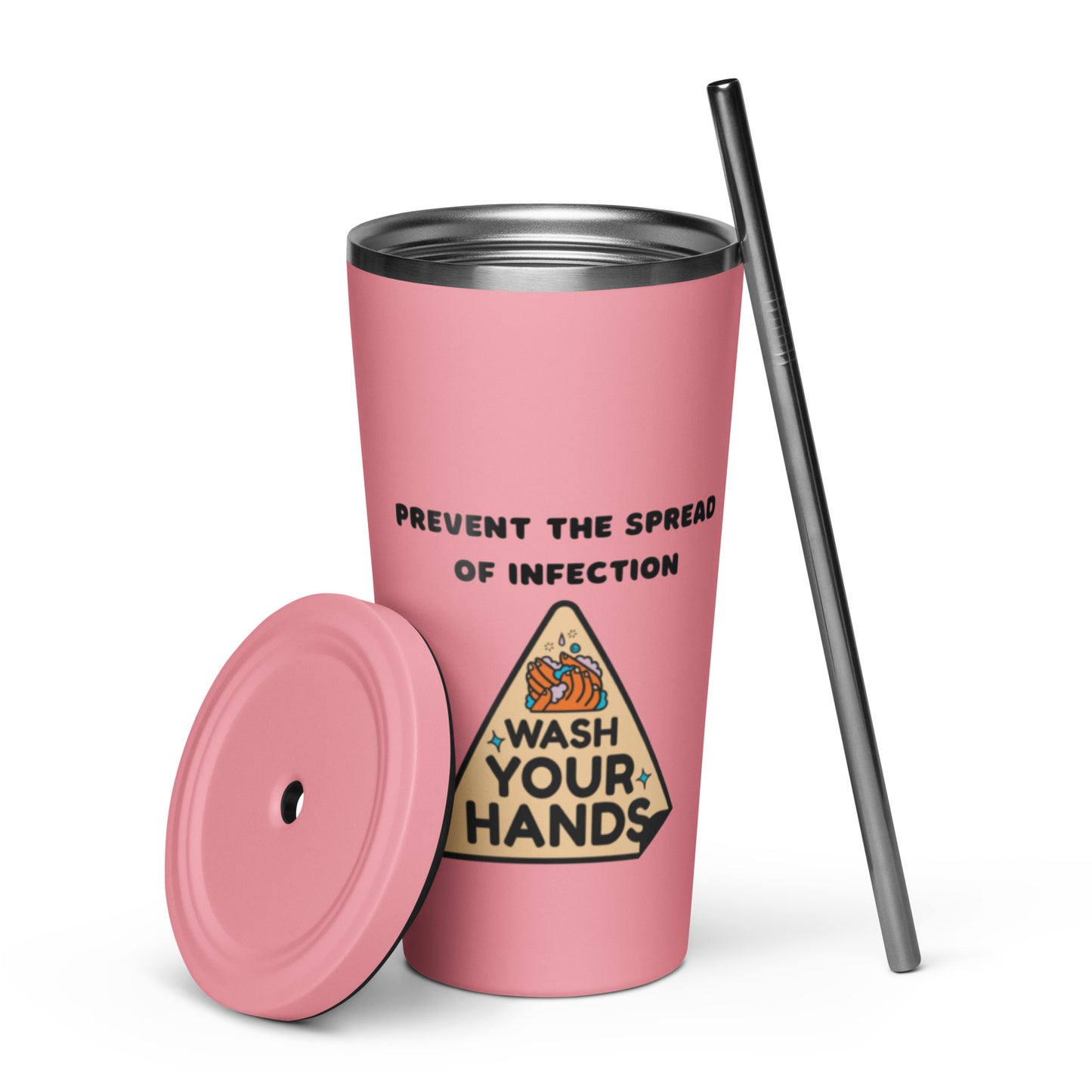 Wash your hands - Insulated tumbler with a straw