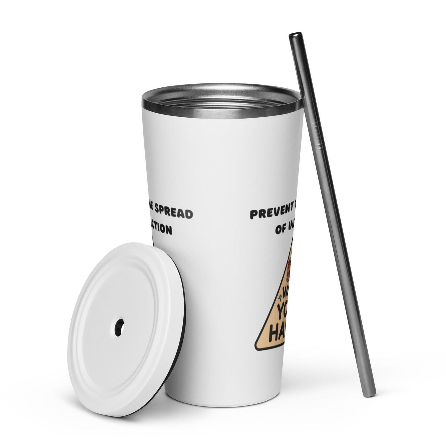 Wash your hands - Insulated tumbler with a straw