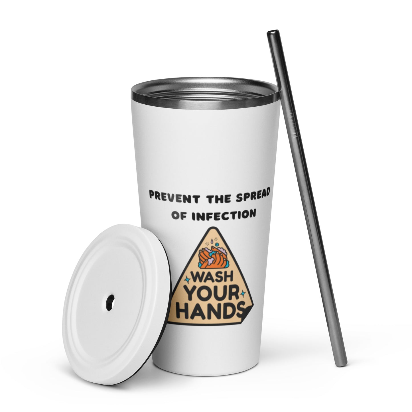 Wash your hands - Insulated tumbler with a straw